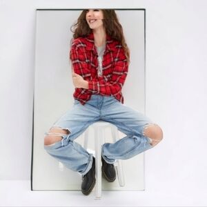 NEW! AE Cotton cropped  flannel shirt Sz Xl